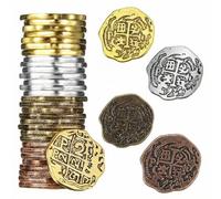 35 Piezas Monedas Piratas de Metal Doblón Español Réplicas Juguetes Moneda del Tesoro Pirata para Decoración de Favores de Fiesta, Bronce, Bronce Antiguo Rojo, Oro Antiguo y Plata Antigua