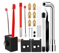 35 piezas Sprite Extrusora Hotend, bloque de calentador de extrusora Hotend con calcetín de silicona, boquillas y herramienta de limpieza de boquilla para impresoras 3D Ender-3 S1/Pro/Plus CR