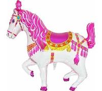 35 Pulgadas Rosa circo / carrusel / carnaval caballo en forma de globo de la hoja