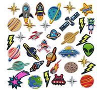 35 Pz Patch Sticker, Woohome Parche Termoadhesivo, Planetas Sistema Solar Astronauta Espacio Parche de Hierro en Patches paraMochila, Gorras, Ropa
