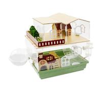 35 x 26 x 37 cm jaula para hámster de PP y PS con doble capa, hábitats de animales pequeños con caseta de jardín, botella de agua, rueda de correr, jaula transparente para ratones, casa de hámster en