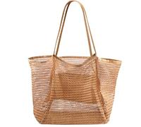 35 x 33 cm Bolsa de Playa Grandes, Bolsa de Playa Grande con Malla Plegable y Bolsillos, Familiar Bolsas de Playas Mujer de Malla, Bolsos de Tote Hombro de Mallas, para Playas, Gimnasio, Compras