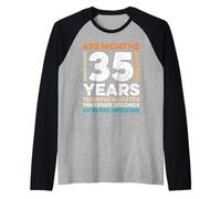35 Years Old 420 Months of Being Awesome 35th Birthday Gifts Camiseta Manga Raglan