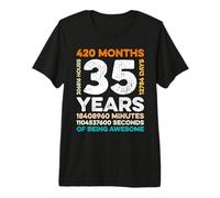 35 Years Old 420 Months of Being Awesome 35th Birthday Gifts Camiseta Premium