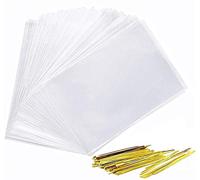 350 bolsas transparentes de 4 x 6 pulgadas, bolsas gruesas de celofán de 1.8 mil con 400 lazos giratorios, bolsas de plástico para panadería, galletas, dulces, postres