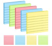 350 Notas Adhesivas 7.6x7.6cm Sticky Notes con Línea Horizontal, 70 Hojas por Bloc, 4 Colores, Notas Autoadhesivas para Oficina, Estudio, Hogar