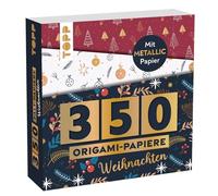 350 papeles de origami - Navidad: 350 papeles plegables (14 x 14 cm, 80 g/m²), en 25 diseños, de los cuales 50 papeles con lámina metálica, 20 páginas de Origami básico, tapa blanda