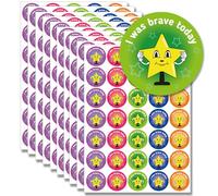 350 pegatinas de recompensa para que los niños motiven y elogien, 32 mm de diámetro, calidad premium, totalmente reciclables, fáciles de despegar (I WAS BRAVE TODAY)