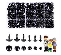350 piezas de plástico negro de 6 a 14 mm, ojos de seguridad para Amigurumi, manualidades, ojos, animales de peluche, ojos con arandelas para manualidades