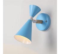 350° Rotatable Bedside Reading Light Nordic Wall 2 Light Trumpet Sup Down Wall Lamp(Blue)