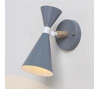 350° Rotatable Bedside Reading Light Nordic Wall 2 Light Trumpet Sup Down Wall Lamp(Gray)
