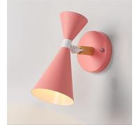 350° Rotatable Bedside Reading Light Nordic Wall 2 Light Trumpet Sup Down Wall Lamp(Roze)