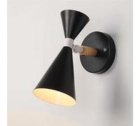 350° Rotatable Bedside Reading Light Nordic Wall 2 Light Trumpet Sup Down Wall Lamp(Svart)