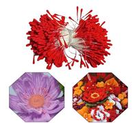 350 unidades limpiadores de pipas de flores accesorios para manualidades con estambres rojos limpiador de pipas para manualidades, flores, estambre artificial de doble cabeza, limpiador de pipas para