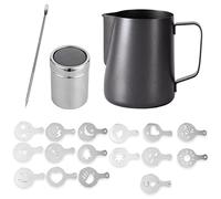 350ml (120z) Jarra de Leche Taza de Leche para Espuma de Leche Jarra, Acero Inoxidable, con Escalas de medición, jarra de leche para máquina de café, jarra de leche de metal,jarra de leche Barista