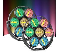 350W Proyector LED Escénico Lineal Vintage, 7 LEDs COB Luz Cálida + 189 LEDs RGB,Foco Par LED con Control DMX512 y Sonido Activado,Luces Escenario para Fiestas,DJ,Bares,Bodas,Navidad,Halloween,2PCS