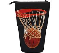 351 Bolsa De Lápices Baloncesto con Aro Net Sport Design Negro Estuche para Lápices Pequeña Adolescentes Bolsa De Cosméticos con Cremallera Estuche para Lápices De Pie