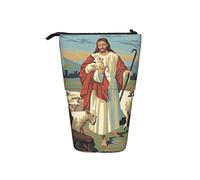 351 Bolsa De Lápices Cuadro Jesucristo Jesús con Oveja Cordero Papelería Bolsa Telescópico Pequeña Cosmético Lápices Cosméticos Bolsa De Almacenamiento con Cremallera Estuche para Bolígrafo