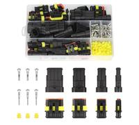 352 Piezas Conector Electrico Impermeable, 1/2 3/4 Pin Clavija Conector de Electrico, Rápido Enchufe Terminal, Conectores Sellado para Moto, Conector de bujía impermeable para coche Camión Marino