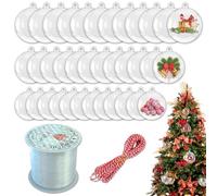 35Bolas de Navidad Forma Redonda Acrílico Transparente para Decorar el arbol de Navida,Bolas Transparentes Rellenables DIY,Bolos y Gadgets Multiusos para Navidad y Otros Eventos