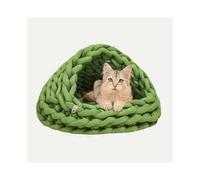 (35cm, Avocado) Hand-Woven Felt Cat Bed House - Cozy & Warm Winter Cave Mat for Cats & Kittens, Premium Indoor Comfort