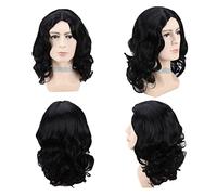 35cm Movie Severus Snape Black Wig Cosplay Professor Snape Curly Wig Halloween Role Play Hair Costumes + Wig Cap