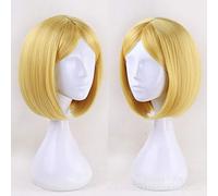 35cm Short BOB Synthetic Hair Land of the Lustrous Yellow Diamond Cosplay Wig Heat Resistance Fiber+wig cap