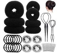 35pcs Fabricante De Panecillos De Pelo Donut Moño Pelo Juego De Hacer Moño Horquillas Para Peinados Chignon Donuts Para El Pelo Para Hacer Moños Accesorios