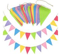 36 banderines de 33 pies, banderines Triangulares Impermeables de arpillera de Lino de imitación para cumpleaños, Baby Shower, Bodas, Fiestas en casa