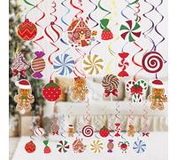 36 caramelos de pan de jengibre, decoración de Navidad, fiesta de Navidad, bastón de caramelo, decoraciones colgantes de remolino para decoración de Navidad en interiores y exteriores