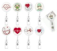 36 carretes retráctiles para insignias médicas, clip giratorio de 360° con cordón de nailon, 9 temas de salud, perfecto para enfermeras, médicos, profesores, 4 carretes por diseño