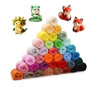 36 colores de lana de fieltro, 108 g, lana de cuento de hadas de lana de oveja, fieltro de fieltro, juego de iniciación, con fibras naturales, para fieltro húmedo y seco, manualidades