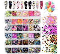 36 colores Lentejuelas Holográficas de Uñas, Kalolary Brillo del Clavo de Lentejuelas Color de uñas Glitter Paillette Mixta Redondo Fino 3D Manicura Maquillaje Calcomanías de bricolaje Decoración