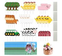 36 complementos para decoración de pasteles de animales, 20 servilletas de granja, decoraciones para fiestas, accesorios de decoración de pasteles, complementos de dibujos animados