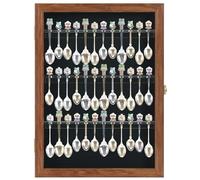 36 cucharas de té de recuerdo de madera maciza con puerta con cerradura, acabado de nogal