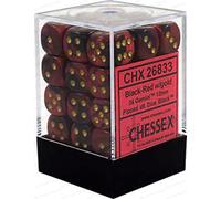 36 Dados Chessex 6 Géminis (12 mm) Negro-Rojo/Oro