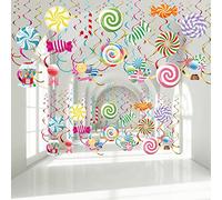 36 decoraciones de fiesta de Candyland, decoraciones de remolinos colgantes de caramelos, decoraciones coloridas de caramelos, recuerdos de fiesta de dulces para tienda de dulces, baby shower hogar