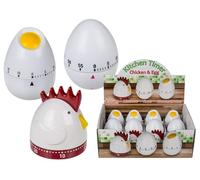 36 despertadores de plástico con temporizador corto, para huevos y galletas, aprox. 8 x 7 cm, 3 modelos, 12 unidades en pantalla.