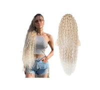 36" Drawstring Ponytail Extension Natural Curly Fake Pony Tail Multi Layered Soft Clip in Hair Synthetic Hairpiece für den täglichen Gebrauch (Light Ash Blonde Highlights)