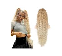 36" Drawstring Ponytail Extension Natural Curly Fake Pony Tail Multi Layered Soft Clip in Hair Synthetic Hairpiece für den täglichen Gebrauch (Dark Blonde to Light Blonde)