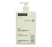 Suavinex, Gel - Baño Espumoso para Bebés, Champú para Piel y Cabello, Sin Jabón, Apto Pieles Sensibles y Recién Nacidos, No Pica en los Ojos, 92% Ingredientes Origen Natural, con Prebiótico, 750 ml