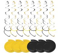 36 espirales decorativas de cumpleaños, serpentinas, guirnaldas de espirales, cumpleaños para niñas, niños, decoración de cumpleaños, decoración de bodas doradas, carnaval (negro y dorado)