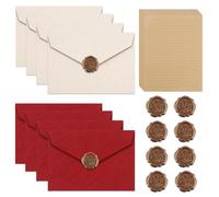 36 Hojas de Papel de Cartas Vintage, Set con 8 Sobres de Lino y Sellos de Cera - 20 Papeles de Cartas A5 Vintage, Sobres de Papel Kraft para Cumpleaños, Bodas, Tarjetas de Saludo