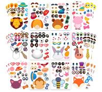 36 Hojas DIY Animal Pegatinas Niños, lindas y Coloridas Pegatinas para el Manual de la Cara de Animales, Desarrollar Habilidades Prácticas de Niños, Detalles Cumpleaños Infantiles