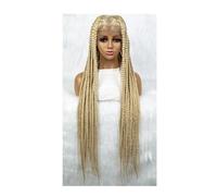 36" Long Full Lace Braided Wigs for Black Women Jumbo Box Braids Lace Front Wig with Baby Hair Lightweight Synthetic(Blonde) Daily Use