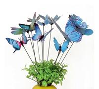 36 mariposas de PVC para jardín, para decoración del viento, 36 unidades (azul)