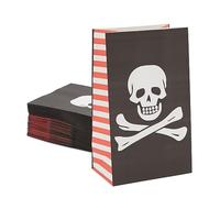 36-Pack Pirate Party Bags with Skull Design for Goodies, Favors, and Treats, Kids' Pirate Themed Birthday Party Supplies, Black, 5 x 8.7 x 3.2 Inches