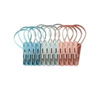 36 Pack Plastic Clothespins Rope Windproof Clothes Hanger Clips Anti-slip Laundry Pins Drying Clothing Clamps with Sturdy Steel Spring