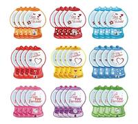 36-Pack Valentine Candy Cards With Bubble Gum Machine Design & Shaker Pouch | 6.2x3.9 Inch DIY Exchange Gift For Kids | Rounds Clear Candy Compartment Valentine's Day Classroom Set