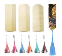 36 PCS Crea Tus Propios Marcapáginas Madera, Marcadores Libros Marca Páginas en Blanco, Puede Pintar con Agujeros y Borlas para Manualidades, para Hacer Tarjetas, Marcapáginas, Etiquetas de Regalo